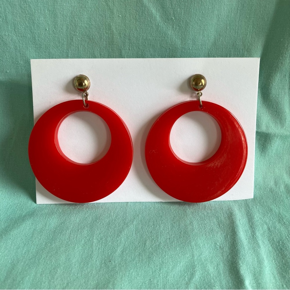 Retro red drop earings
